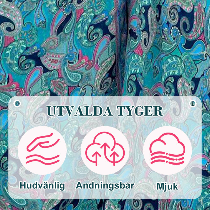 ⏳Tidsbegränsad rabatt✈️ETNISKA PAISLEY PRINT ELASTISKA PATCHWORK MIDJA LÄTTVIKTSBYXOR