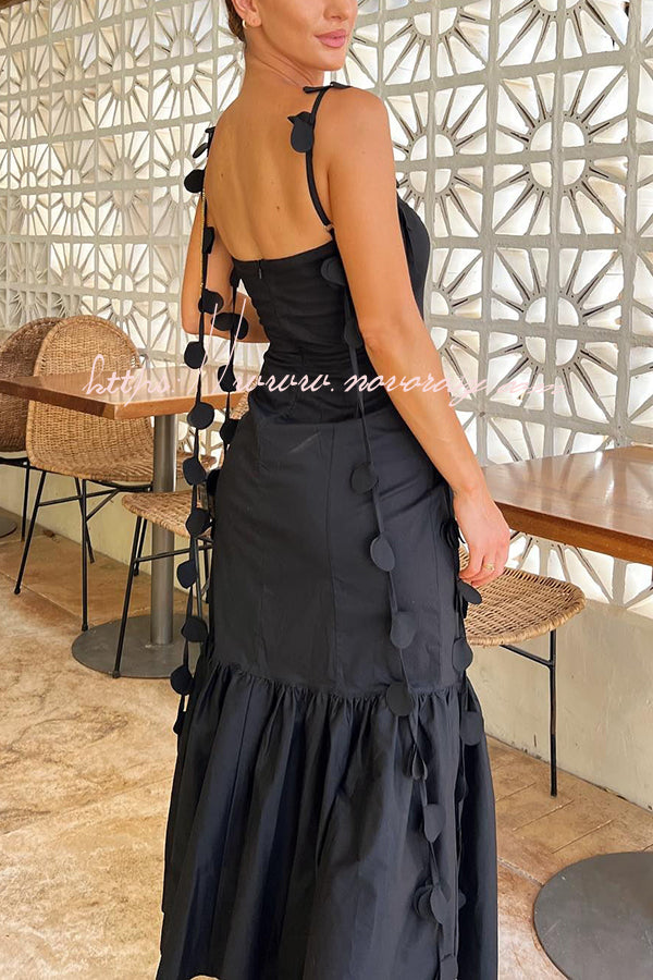 Romantic Getaway Round Decorative Draped Braid Fishtail Midi Dress