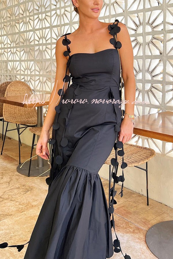 Romantic Getaway Round Decorative Draped Braid Fishtail Midi Dress